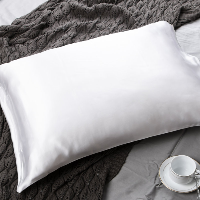 Taie d'oreiller en soie naturelle Zippered, Grand, Blanc
