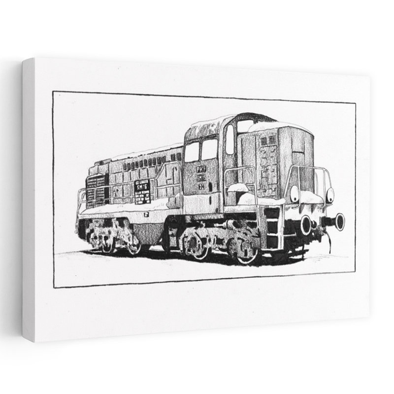 Dessin de train classique classique, impression d'art industriel rétro classique, H 32 po x l 48 po