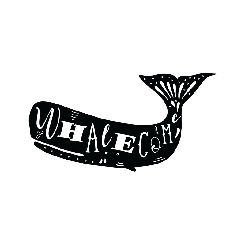 Whalecome Welcome Whale - Wrapped Canvas Print, 81cm H x 122cm W