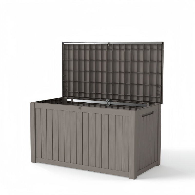 Yardgrace 210 Gallons Water Resistant Resin Lockable Deck Box, Brown