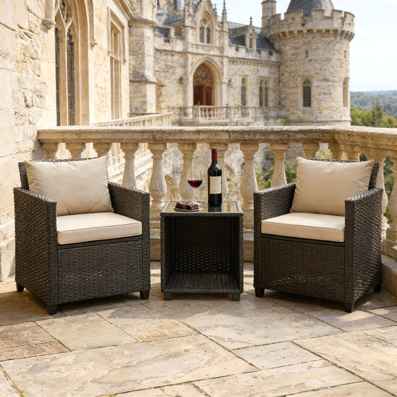 Garden Conversation Furniture Set,3 Piece Outdoor Bistro Set