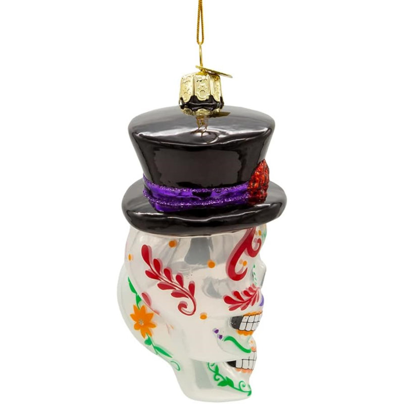 Kurt Adler Noble Gems Glass Christmas Ornament, Day of The Dead Couple