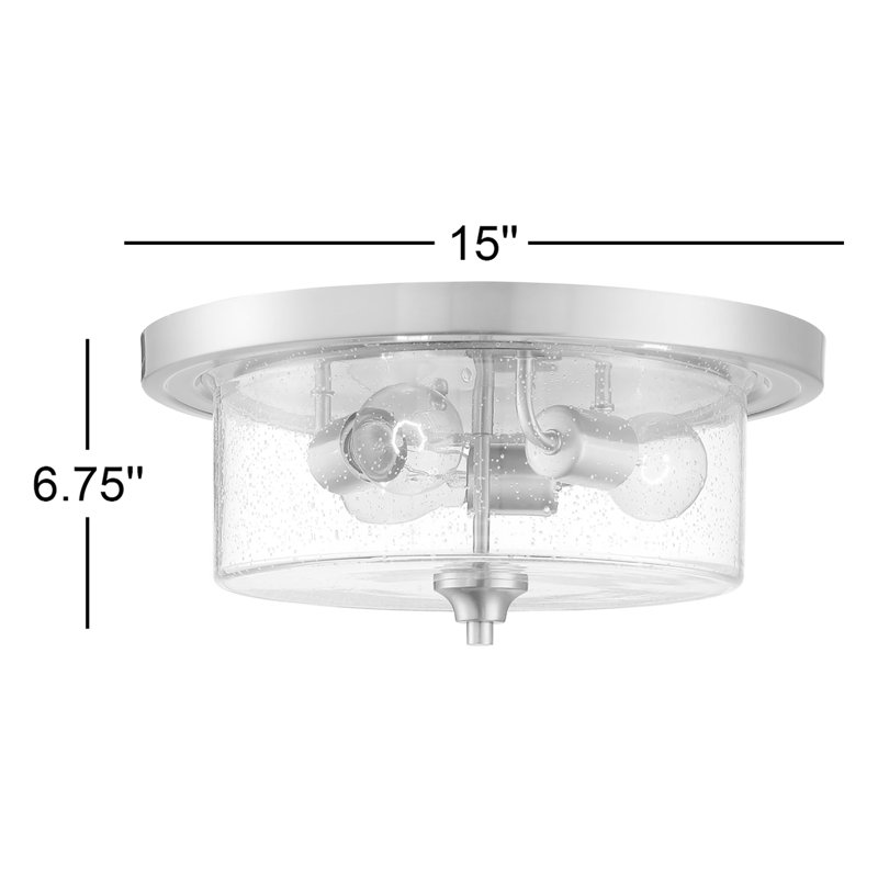 Plafonnier encastré 3 lumières 15 po Weccacoe, Nickel brossé