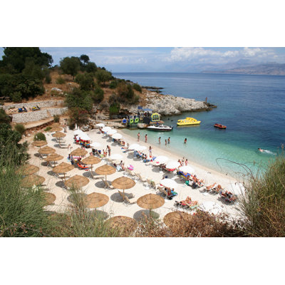 Kassiopi Beach, Corfu by Prestongeorge - Wrapped Canvas Print