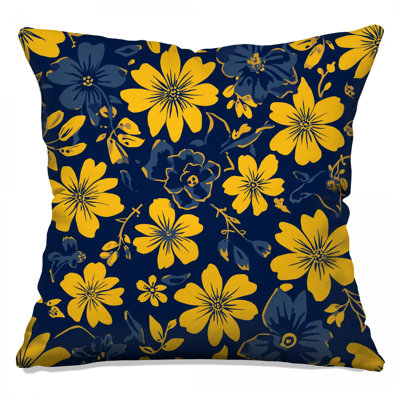 Coussins décoratifs floraux jaunes et bleus