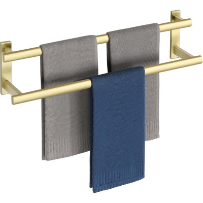 Double Towel Bar For Bathroom, Wall Mounted Towel Rack With Staggered Rod Design, Durable Stainless Steel Towel Holder For Bathroom Kitchen Laundry
