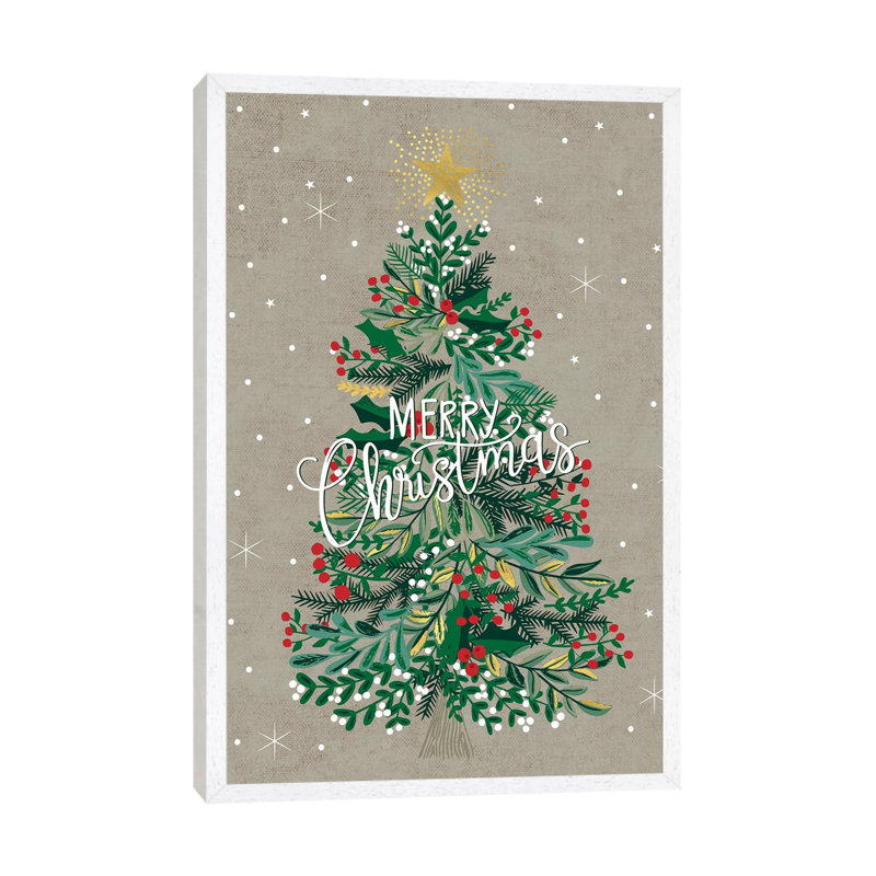 Christmas Deck The Halls IV by Caroline Alfreds - Painting on Canvas, 66.04 cm H x 45.72 cm W, White Framed