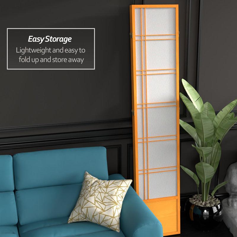 83.5" Double Cross Shoji Room Divider, Honey, 3 Panels