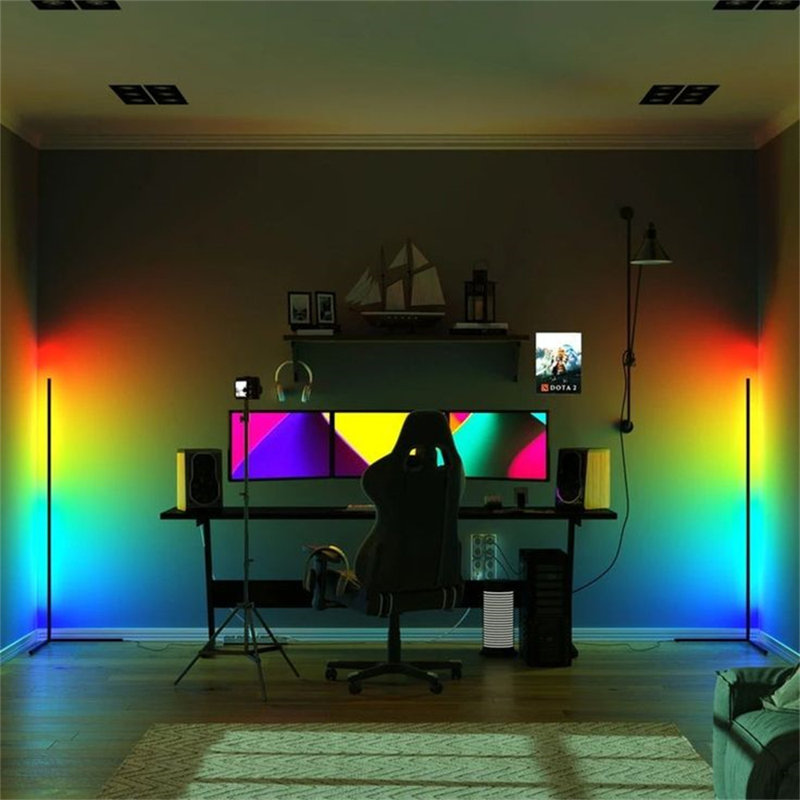 Horvatt 55'' LED Torchiere Minimalism 55" LED Corner Floor Lamp, Black