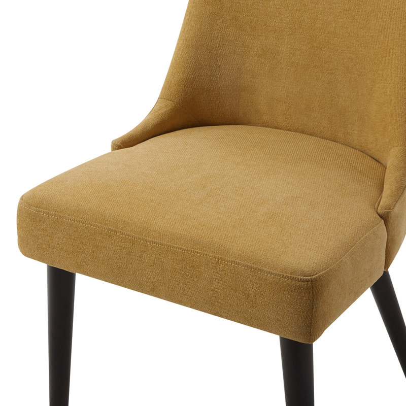 Chaise d'appoint rembourrée en bois massif Bremment, Tissu jaune canari