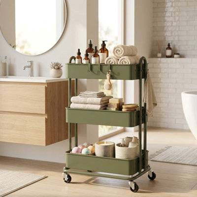 3-Tier Heavy Duty Metal Rolling Utility Cart