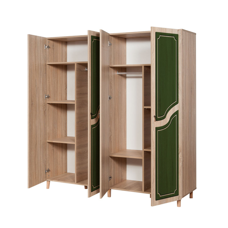 Rumsey 4 Door Manufactured Wood Wardrobe, Green