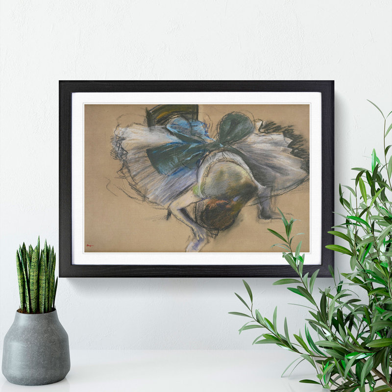 Ballet Ballerina Dancer Tying Her Slipper Vol.1 by Edgar Degas - Picture Frame Painting, 27cm H x 36cm W x 2cm D