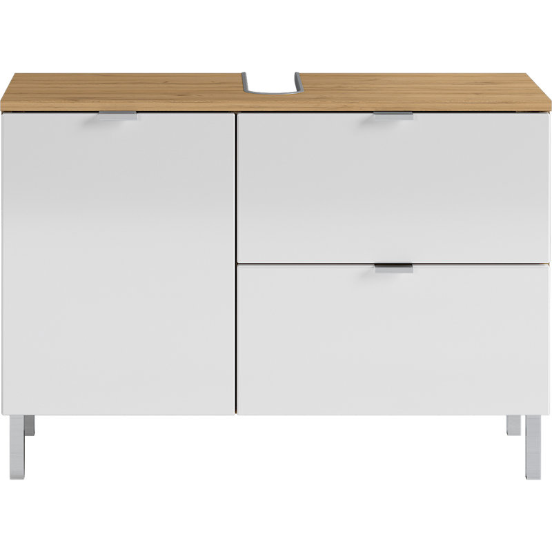 Midgett 80cm Single Bathroom Vanity Base Only, Imitation Grandson Oak/White