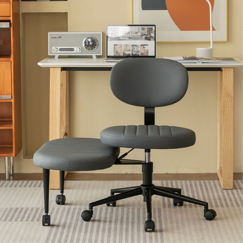 Chaise de bureau ergonomique à pieds croisés multi-positions pour adultes, fauteuil pivotant de méditation et de TDAH avec support pour le dos et base roulante