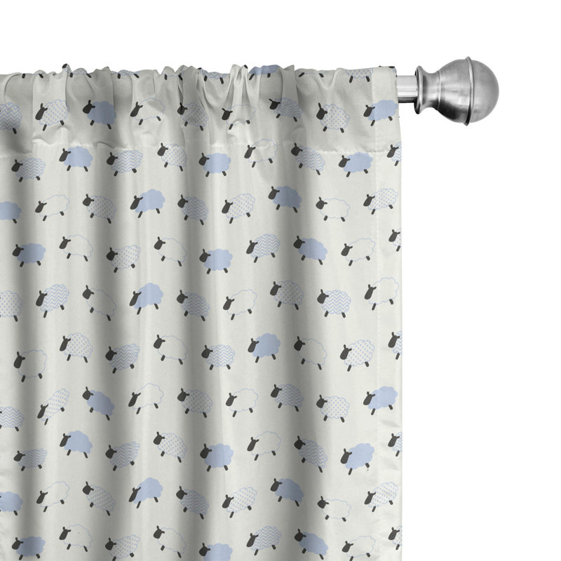 Sheep Semi-Sheer Rod Pocket Curtain Panels, 28" x 63"