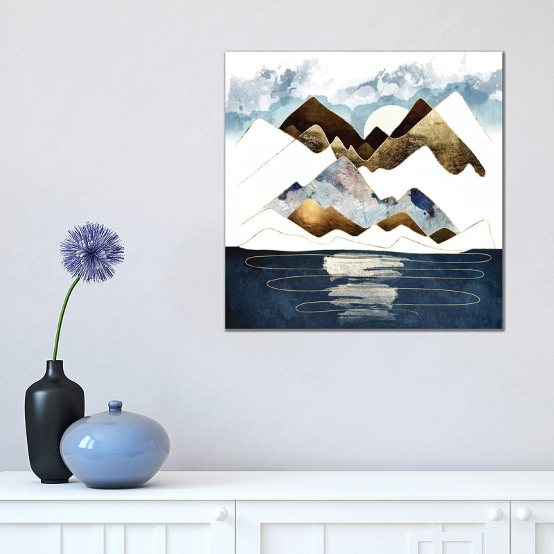 Minimal Abstract Mountains - impression d'art graphique, H 18 po x l 18 po x 1,5 po, Aucun mat, Toile tendue