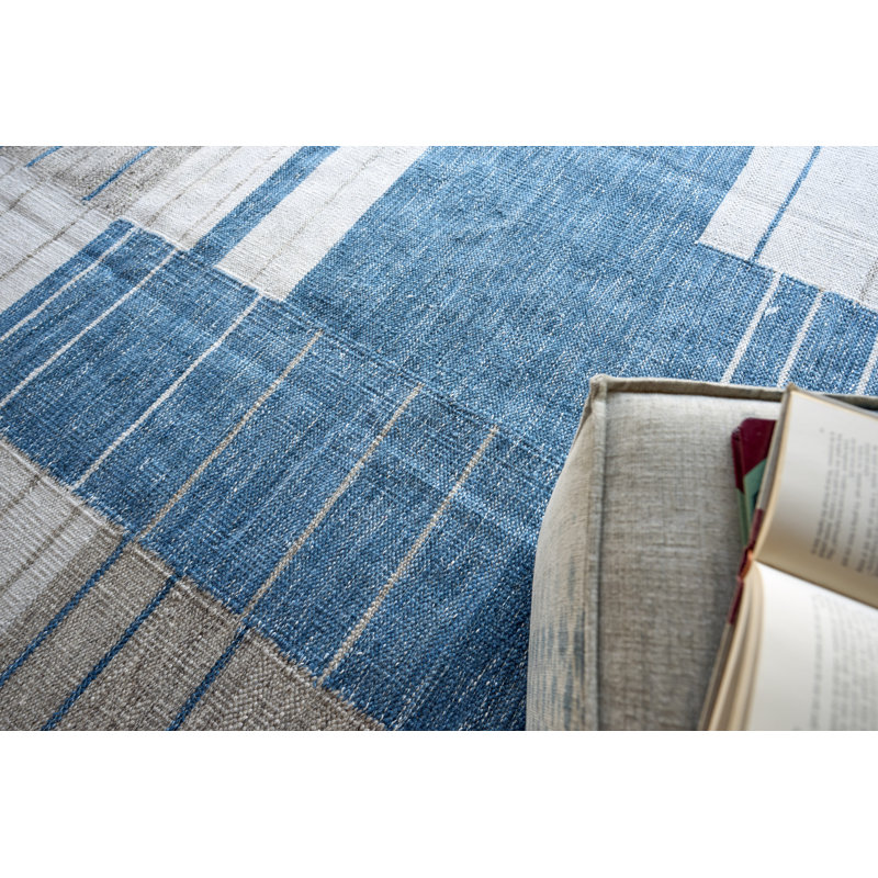 Scandinavian Handmade Geometric Area Rug, Rectangle 4'3" x 6'