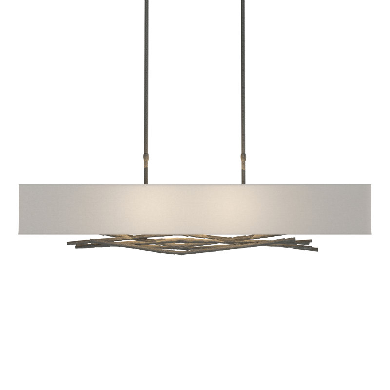 Brindille 4 - Light Kitchen Island Rectangle Pendant, Natural Anna, Opaque Natural Iron