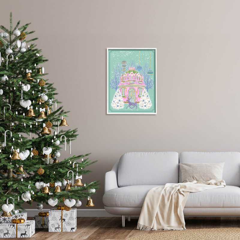 «Vintage Pastel Holiday Reindeer» par Melissa Wang - peinture sur toile, H 30 po x l 24 po x P 1,5 po