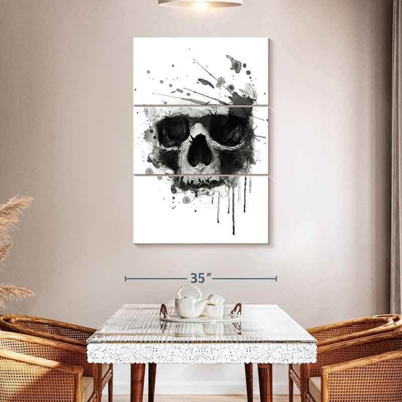 Hitzel Dark Blotted Skull, 57" H x 36" W
