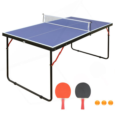 Ensemble de table de ping-pong pliable et portable de 4,5 pi avec filet et 2 raquettes de tennis de table pliable et portable