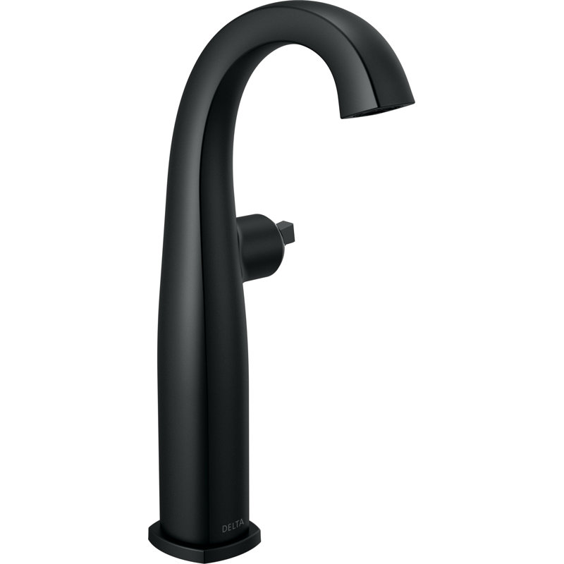 Robinet de salle de bain monocorps avec drain Stryke et technologie d'étanchéité DIAMOND ™ sans poignées, Noir mat