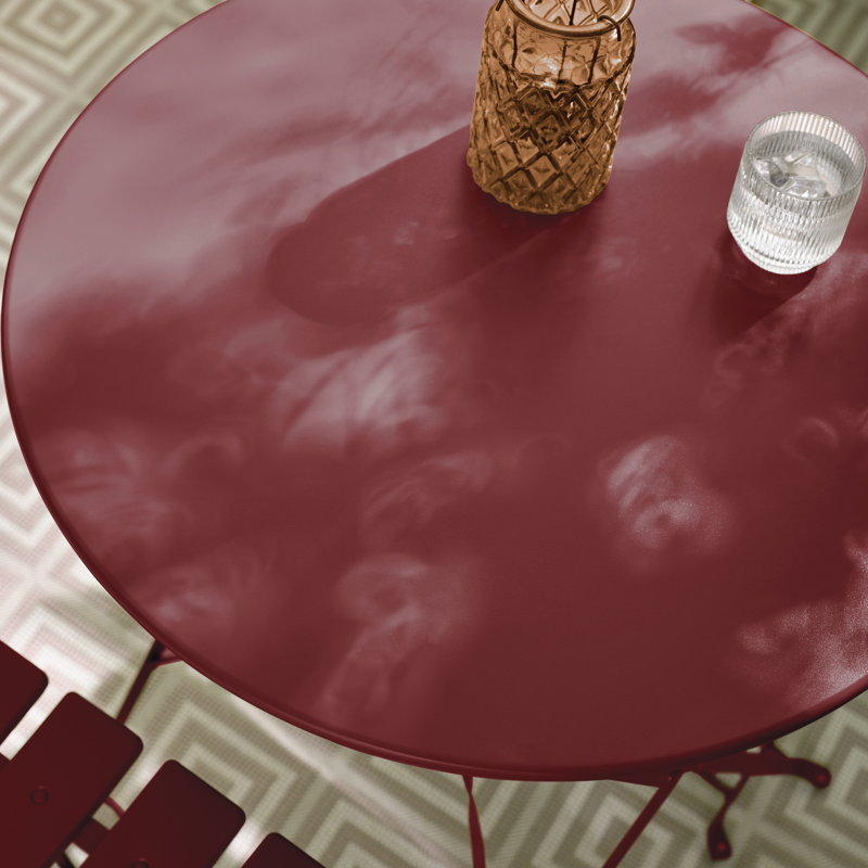 Laster Garden Dining Table Set With 2 Matching Dining Chairs - Patio Bistro Set for Modern Garden, Red