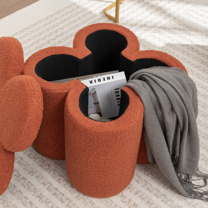 Repose-pieds avec rangement de 19 po de largeur Etai, Orange