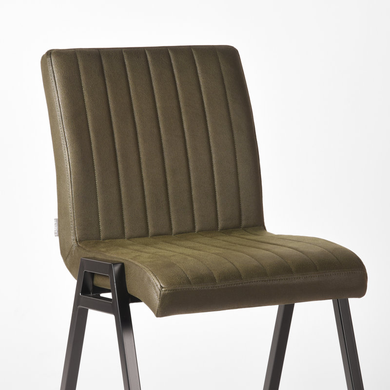 Freddy 44cm H Microfiber / Microsuede Upholstered Side Chair, Army