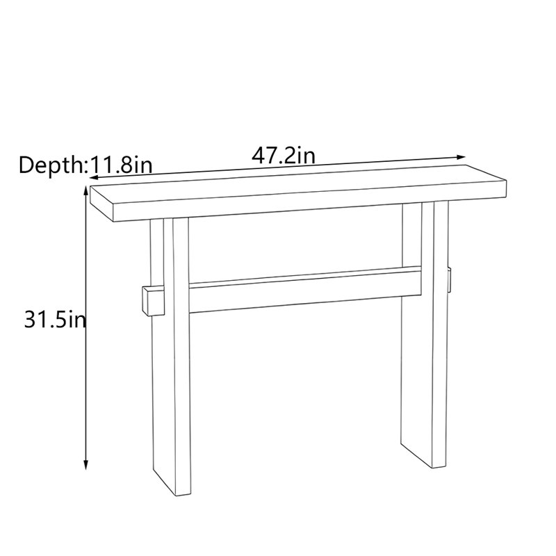 Solid Pine Wood Console Table, 31.5" H x 47.2" W x 11.8" D