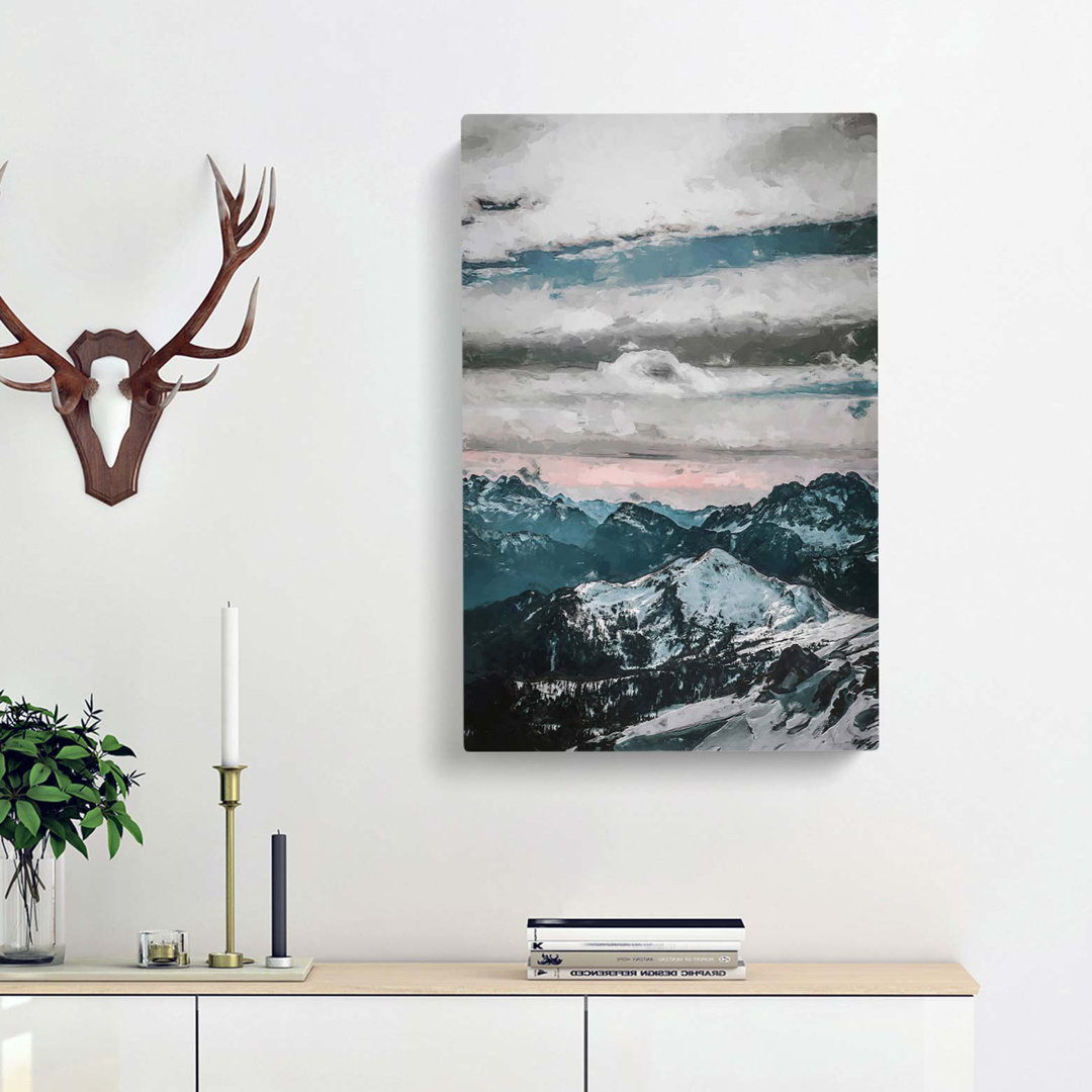 Mountain Clouds Abstract Art - Wrapped Canvas