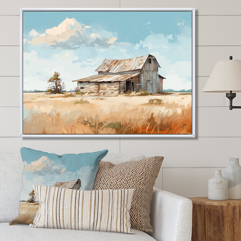 Charme de grange minimalisme sur toile, H 30 po x l 40 po x P 1,5 po, Cadre naturel flottant