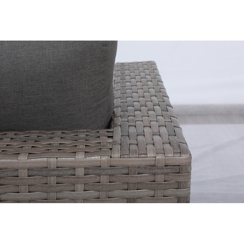 Kaiser 95'' Wide Wicker Patio Sofa with Cushions, Charcoal Gray