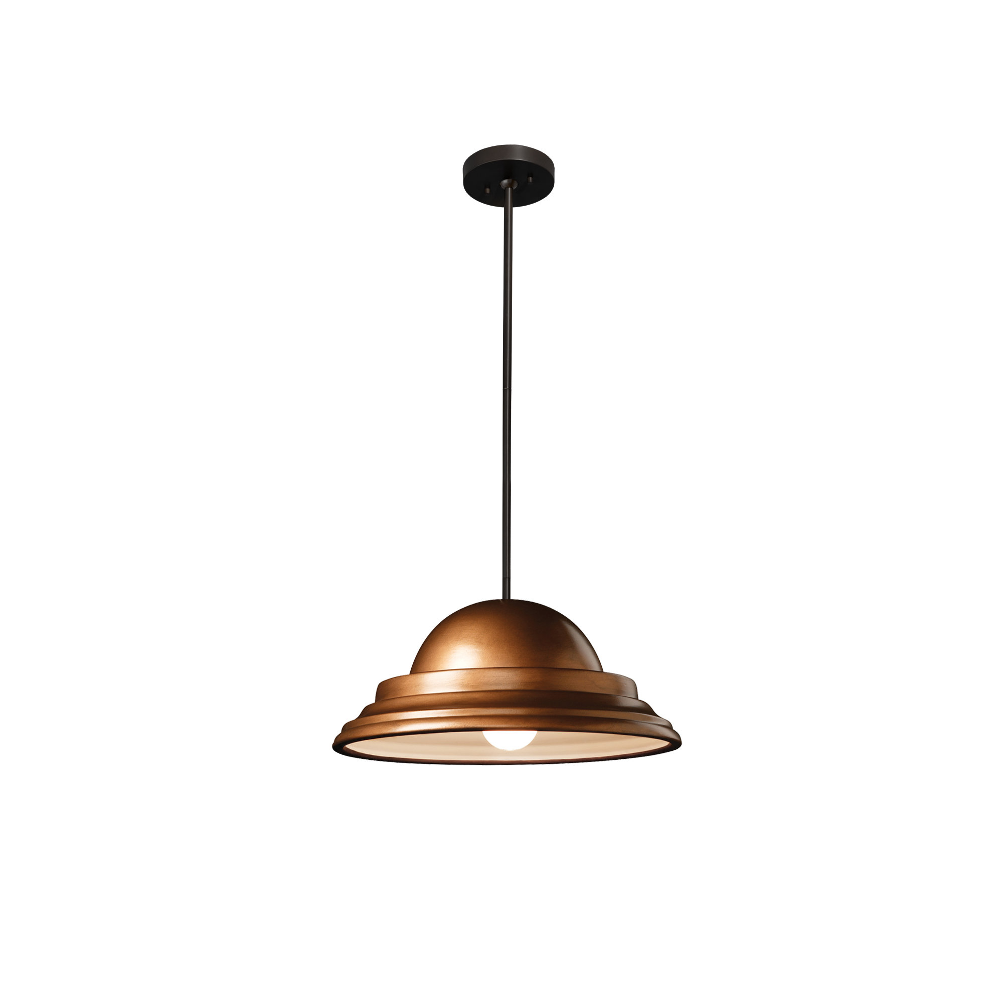 Leni Single Light Ceramic Dimmable Pendant, No, Matte Black, Antique Copper