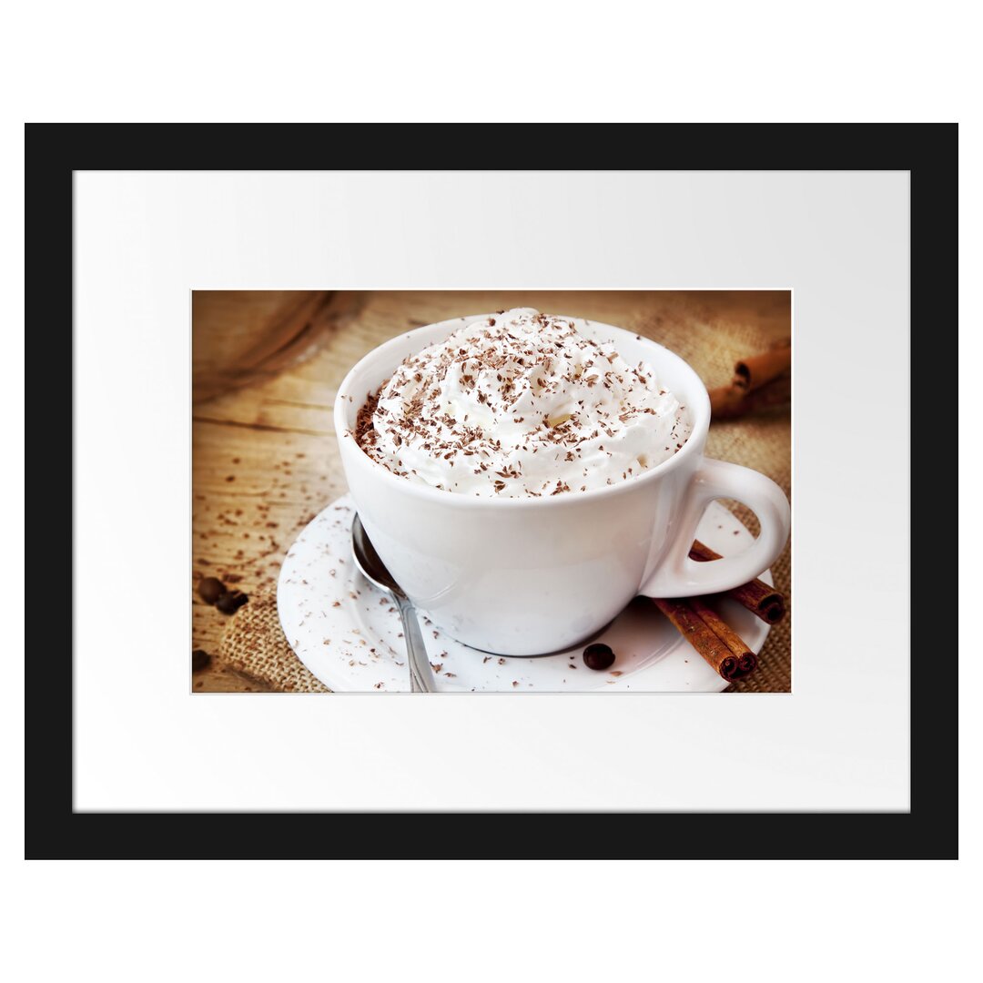 Gerahmtes Poster Kaffee mit viel Creme