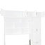 Grand lit mural peu encombrant, avec trois armoires suspendues, une armoire latérale et un lit confortable pour dormir en blanc, tiroirs de rangement, support de matelas