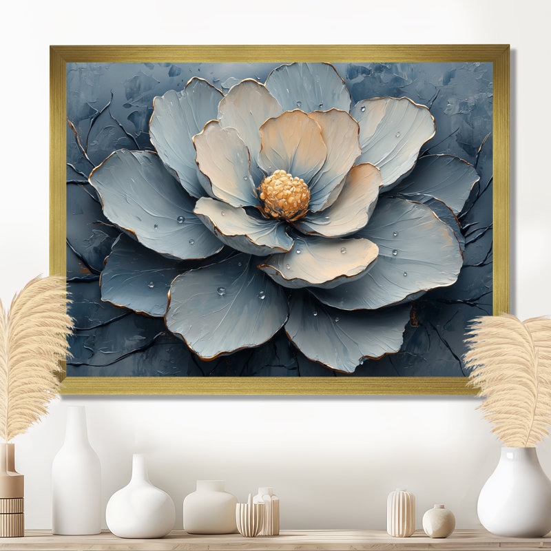 «Dark Echeveria Elegans Succulent Simplicity I» - art mural succulent, H 16 po x l 32 po, Doré