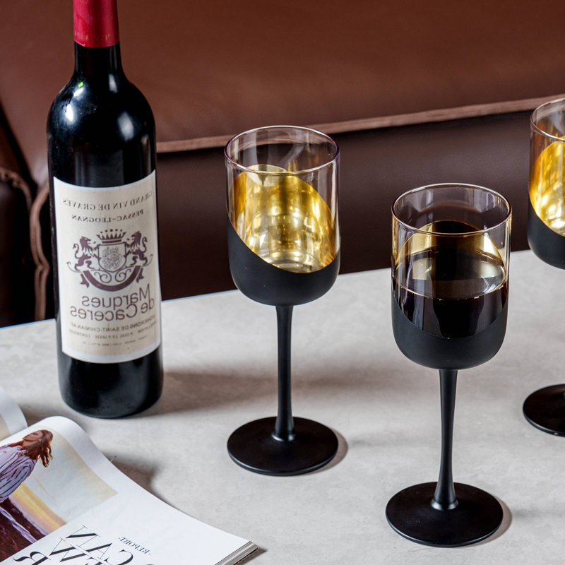 Bertila 14 oz. Modern Wine Goblet Glasses Set