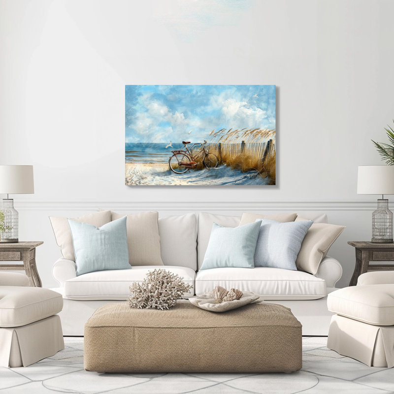 Art rétro sur toile de vélo de plage, 18" H x 24" W