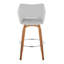 Tabouret de bar rembourré à hauteur fixe de 30 po Sarah avec pieds en bois courbé et repose-pieds rond-121871943
