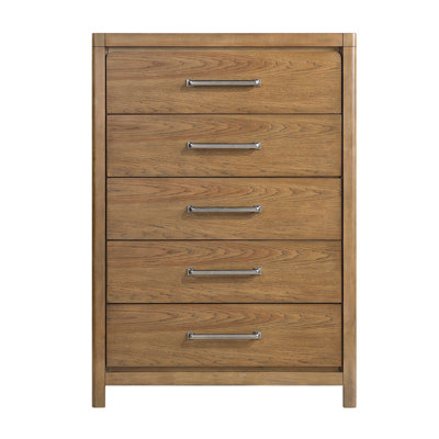 Commode de rangement 5 tiroirs brun clair
