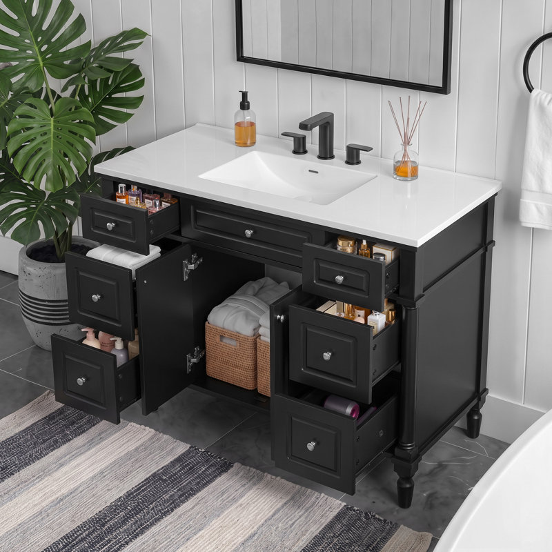 Meuble-lavabo classique de 47,8 pouces (doit inclure le meuble-lavabo et le lavabo), Black