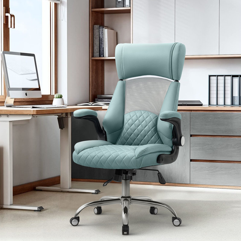 Maliky Office Chair with Headrest, Turquoise
