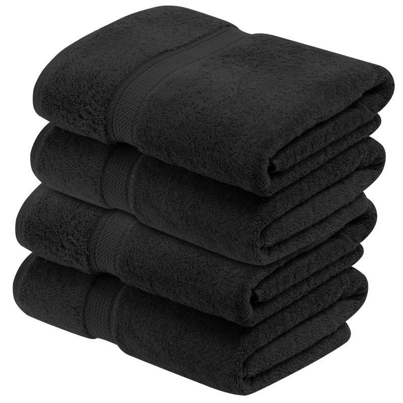 Donlad Certified Certified Egyptian Cotton 800 GSM Heavyweight Plush Solid Luxury Bath Towel, Black