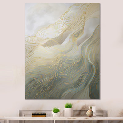 «Gold and Gray Line Art In Motion I», impression sur toile or et gris I Motion
