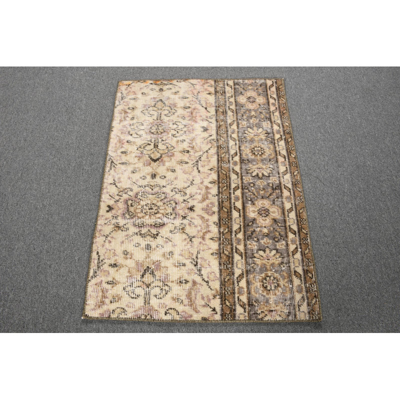 Tapis turc rétro Boho Oushak pour la décoration de salon de style tapis beige fait à la main