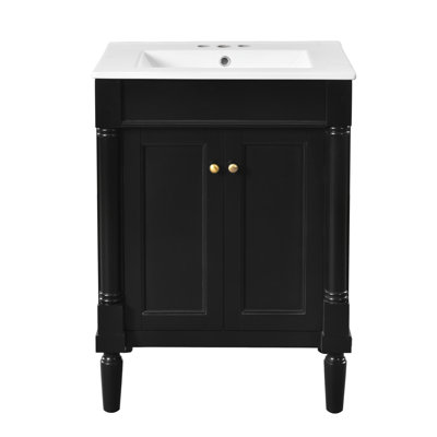 Meuble-lavabo moderne de 24 po avec lavabo supérieur et nombreuses tablettes de rangement
