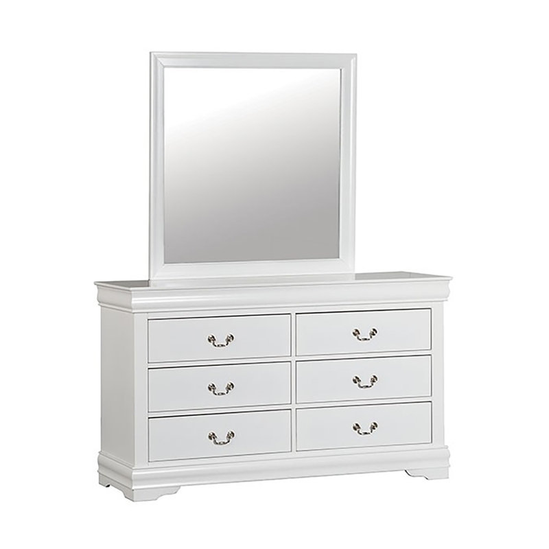 Mongey 6 Drawer Dresser With Mirror, White