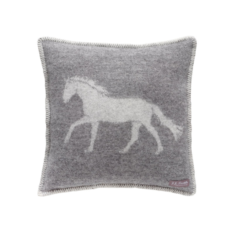  Grey Horse Wool Cushion Cover